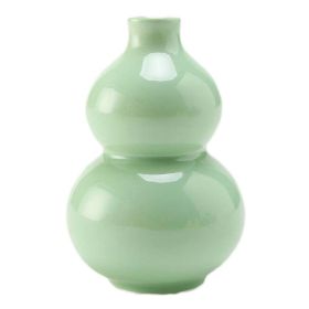 3.4oz Green Small Wine Jug Gourd Ceramic White Wine Jar Antique Style Empty Flask Flagon