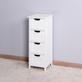 Bathroom Floor Cabinet;  Floor Bathroom Towel Storage;  White Freestanding Storage Organizer Cabinet with 4 Drawers for Bathroom;  Living Room;  Kitch