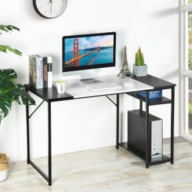 47.2" L x 23.6" D Writing Computer Desk, Home Office Study Desk with 2 Storage Shelves on Right Side