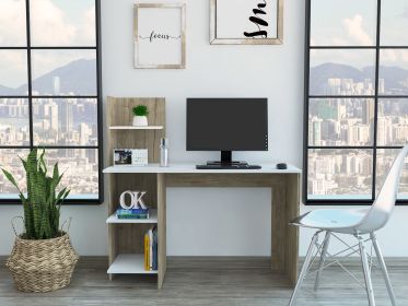 Curry 4-Shelf Writing Desk White and Pine