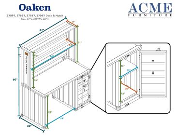 ACME Cargo Desk & Hutch, White 37887