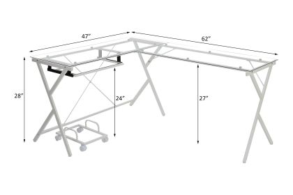 ACME Dazenus Computer Desk in Clear Glass & White Finish OF00048