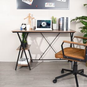 47.2"W X 18.9"D X 30.1"H Computer Desk with 2 layers - BROWN & BLACK