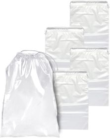 Pack of 50 Travel Shoes Bags 12" x 18" Clear Plastic Drawstring Bags 12x18 Thickness 2 mil Double Polyester Drawstrings Travel Bags Shoes Storage Pouc