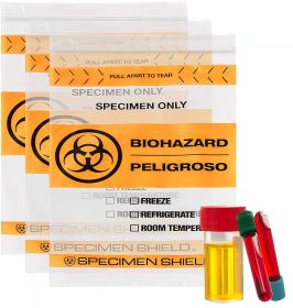 Pack of 100 Orange and Black Biohazard Specimen Bags 8 x 10 Zipper Bags Tear Pouch Bags 8x10 Thickness 2 Mil Seal Top Specimen Lab Bags 3 Wall for Shi