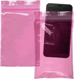 Pack of 100 Pink Anti-Static Seal Top Bags 4 x 6 Zipper Bags 4x6 Ultra Thick Polyethylene Thickness 4 Mil Bags; Suitable for Packaging; Storing; Indus