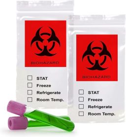 Pack of 50 Biohazard 2 Wall Specimen Bags 3 x 5 Zipper Top Plastic Pouch Bags 3x5 Thickness 2 mil Biohazard Logo Polyethylene Transport Bags for Shipp