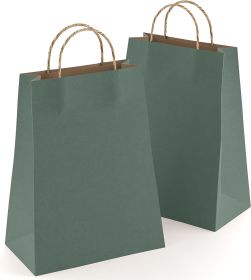 Dark Teal Shopping Bags Bulk Pack of 25 Large Paper Bags 8 x 4.75 x 10.5 Kraft Bags with Handles 8 x 4 3/4 x 10 1/2 Paper Kraft Bag 150 GSM Wine Bag