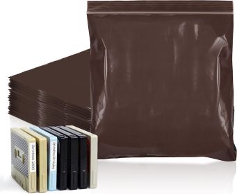 Amber Zip Bags 8 x 8; Brown Poly Zip Bags for Storage 100 Pack; Water-Resistant Plastic Bags Resealable 3 Mil; Durable Poly Zipper Bags; Heavy Duty Po