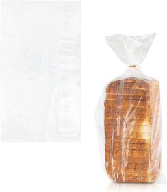 Pack of 100 Poly Bakery Bread Bags 8 x 4 x 18 Clear Gusseted Bags 8x4x18 Polyethylene Bags Thickness 0.65 Mil Poly Bags for Home Bakeries Food Industr