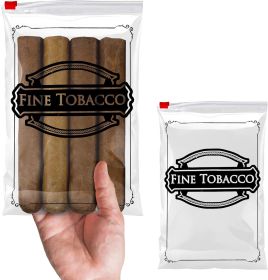 Pack of 100 Slide Seal Closure Cigar Bags 6.5 x 10. Printed "Fine Tobacco" Plastic Bags 6.5x10. Low Density Polyethylene Bags with 4 Mil Thick. Slide