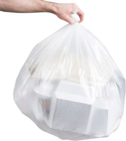 Pack of 1000 Open Ended Trash Can Liners; White 13 x 4 x 17. Low-Density polyethylene Bags 13x4x17; 10 mic. Star-Sealed Bottom. Plastic Gusset Bags fo