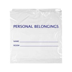 Pack of 250 Personal Belongings Bags; White 25 x 26. Gusseted Drawstring Bags 25x26; 1.5 mil Thick. Plastic Poly Bags for Health Applications. Ideal f