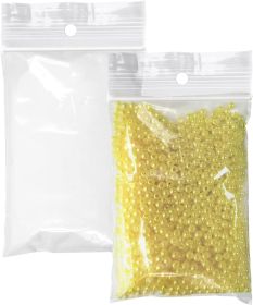 Pack of 1000 Zipper Bags with Hang Hole 2 x 3. Clear Polyethylene Bags 2x3. Thickness 2 mil. Hang Hole Plastic Poly Bags for Industrial; Food Service