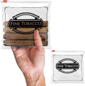 Pack of 50 Slider Zipper Tobacco Bags 6.5 x 6 Heavy Duty Plastic 'Fine Tobacco' Bags 6 1/2 x 6 Thickness 4 Mil Slider Top Closure Polyethylene Bags fo