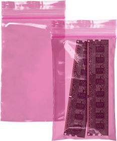 Pack of 100 Pink Anti-Static Seal Top Bags 3 x 5 Zipper Bags 3x5 Ultra Thick Polyethylene Thickness 4 Mil Bags suitable for Packaging Storing Industri