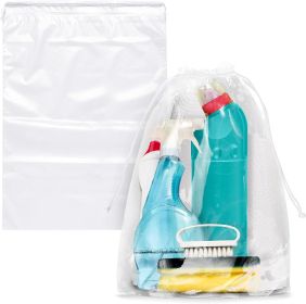 Clear Drawstring Bags 10' x 14'; Pack of 1000 Waterproof Drawstring Gift Bags; 2 Mil Polyethylene Travel Shoe Bags for Packing; Shipping; Storage; Sho