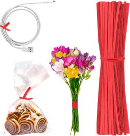 Pack of 2000 Plastic Twist Ties 6". Multipurpose Red-Colored Twist Ties 6 for Various Plastic Trash; Bread Bags. Plastic Coated Metal Ties. Bendable V