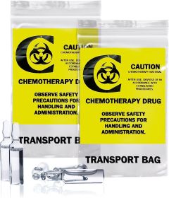 Pack of 1000 Chemo Transfer Bags; Clear 6 x 9. Zipper Printed Bags 6x9. Ultra Thick 4 mil. Polyethylene Bags for Health Needs. Biohazard signal. Clear