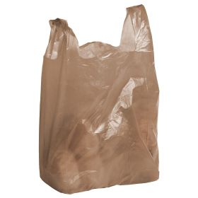 Pack of 1000 Chocolate T-Shirt Bags 12 x 6 x 23. Ultra Thin Carry-Out Bags 12x6x23. Thickness 0.65 mil. Opaque Shopping Grocery Bags. Handled Polyethy