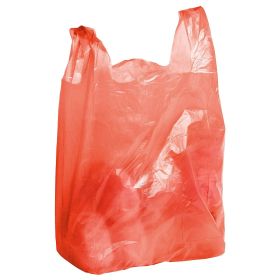 Pack of 1000 Orange T-Shirt Bags 12 x 8 x 24. Ultra Thin Carry-Out Bags 12x8x24. Thickness 0.65 mil. Opaque Shopping Grocery Bags. Handled Polyethylen