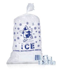 Pack of 1000 Ice Bags with Twist Ties 11 x 20. Printed Bags Ice Bags with Write on Block 11x20. Capacity 8 lbs. Food Grade Safe Plastic Ice Bags. 'Coo