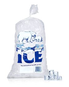 Pack of 1000 Plain Top Ice Bags with Twist Ties 5 lbs 9 x 18. Printed Bags Ice Bags with Write on Block 9x18. Thickness 1.5 mil. Industrial Grade Safe