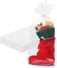 Clear Plastic Bags 8" x 3" x 20". Pack of 1000 Large Gusseted LDPE 1 mil Pouches with Bottom. Cellophane Food Storage & Packaging. Flat Treat Bags for