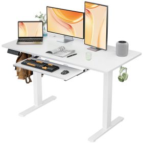 Sweetcrispy Electric Standing Desk with Keyboard Tray Large Ergonomic Computer Desk Home Office Desk,48 x 24 Inches White