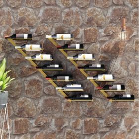 Wall-mounted Wine Rack for 7 Bottles 2 pcs Gold Metal