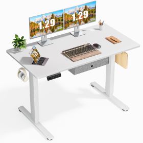 Sweetcrispy Electric Standing Desk with Drawer Adjustable Desk Ergonomic Rising Desk Computer Workstation,48 x 24 Inches White