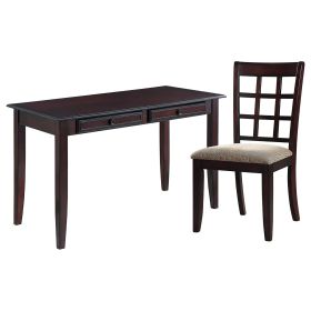 Dark Amber and Tan 2-Piece Writing Desk Set with Chair