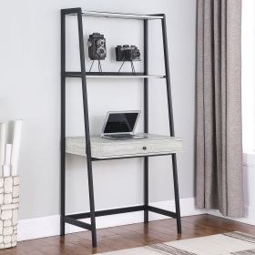 Grey Stone Herringbone and Black 1-drawer Ladder Desk