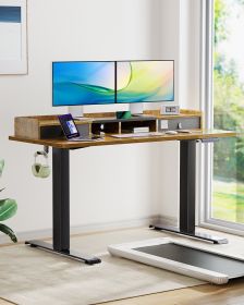 Adjustable Height Stand up Desk, 55 x 24 Inches Electric Standing Desk, Sit Stand Desk with Desktop Storage and Memory Preset