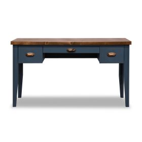 Bridgevine Home Nantucket 53 inch Writing Desk, No Assembly Required, Blue Denim and Whiskey Finish