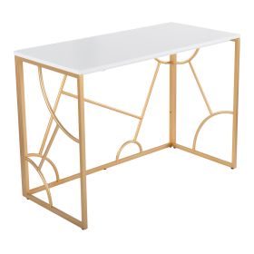 Constellation Contemporary Desk in Gold Metal and White Wood by LumiSource