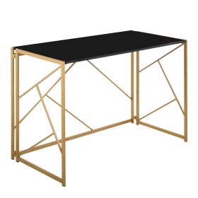 Folia Contemporary Desk in Gold Steel and Black Wood by LumiSource