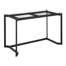 Masters Modern Office Desk in Black Steel with Clear Glass Top by LumiSource