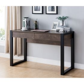 Modern Two-Toned Desk, Computer Desk, Home Office Desk with Two Storage Drawers- Oak & Black