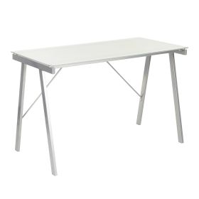 Exponent Contemporary Desk in White and Silver by LumiSource