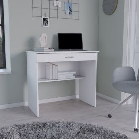 Montana Storage Desk, 28.9H" Spacious Stylish with One Drawer and Shelf, White