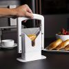 1pc Stainless Steel Bagel Guillotine Slicer With Safety Handle - Knife And Holder Guide For Easy And Fast Bagel And Hamburger Bun Cutter (White)